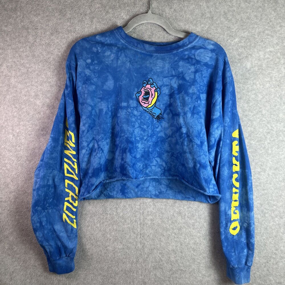 Santa cruz X OFWGKTA Women's Sz M Cropped Blue Logo Graphic Long Sleeve T Shirt